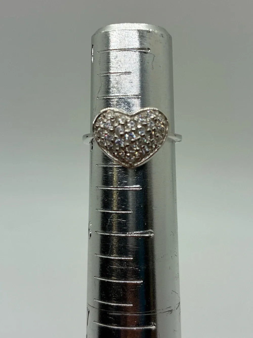 STERLING SILVER HEART SHAPED RING, SIZE 5